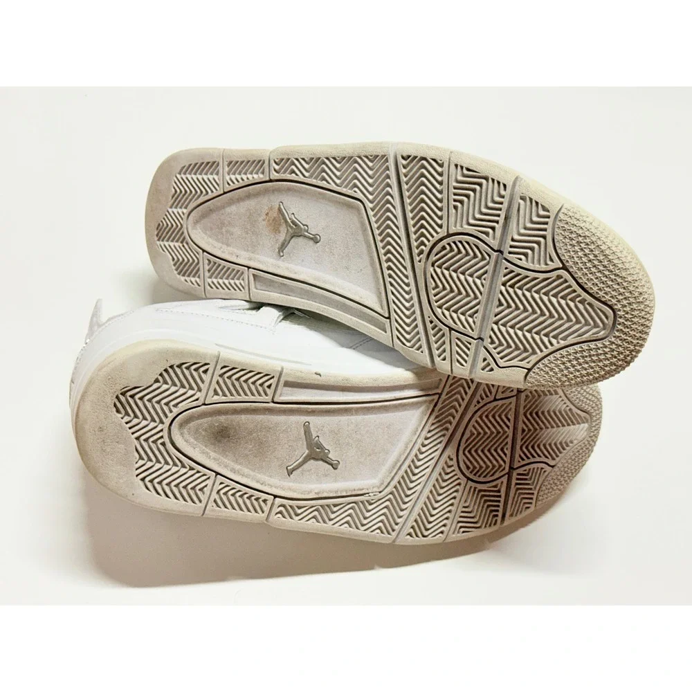 Air Jordan 4 Retro Pure Money White Metallic Silver Mens‎ Size 12 Sneakers